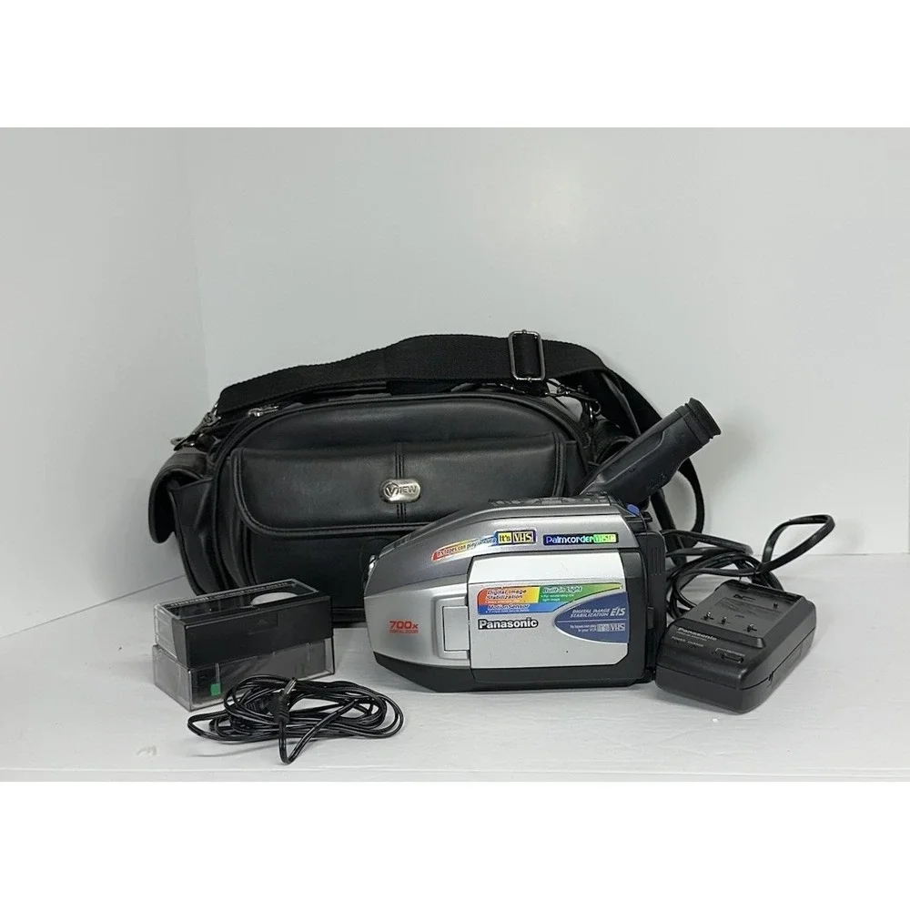 Panasonic VHS-C Palmcorder PV-L352D w Adapter, New Battery Chargers, AV, Case